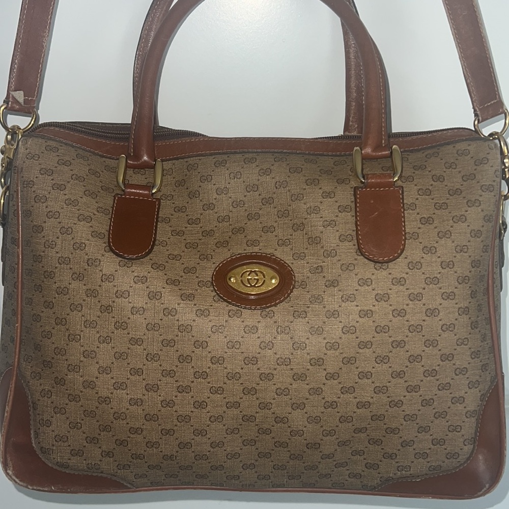 Authentic Gucci GG handbag shoulder bag or crossbody vintage purse brown tan - Picture 11 of 17